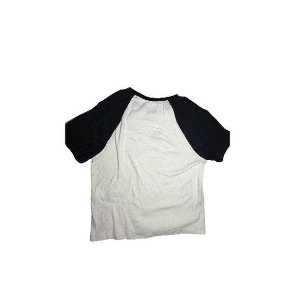 Hollister Raglan Short Sleeve Baby Tee Juniors Large White Black Crew Neck Crop - Picture 4 of 5